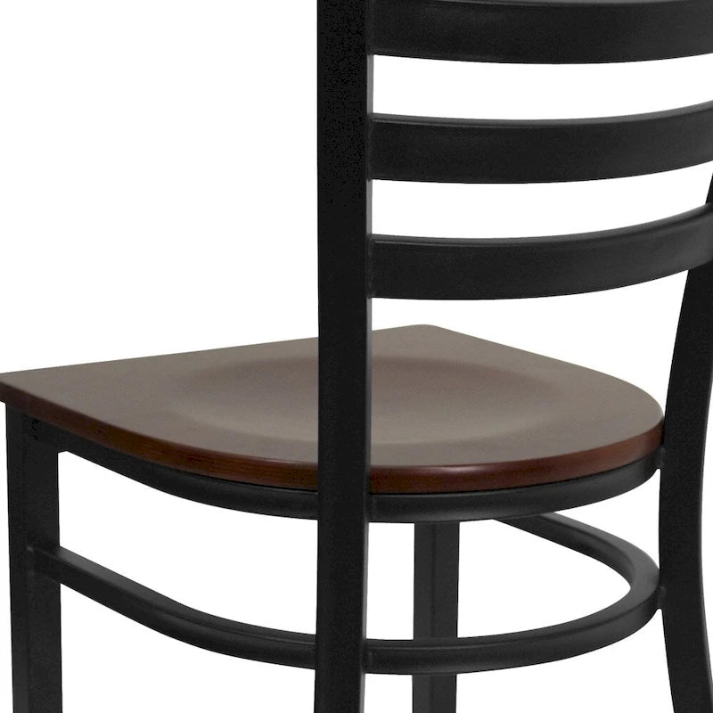 2 Pack Ladder Back Metal Restaurant Chair - 16.5W x 17D x 32.25H - 16.5W x 17D x 32.25H