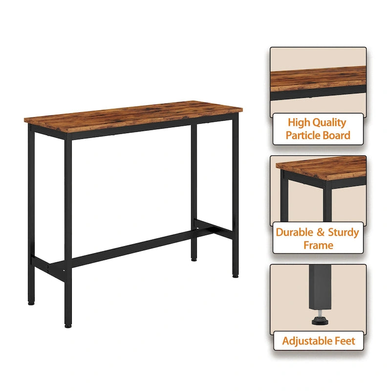3-Piece Bistro Set, Dining Table and Upholstered Stools w/ Backrest
