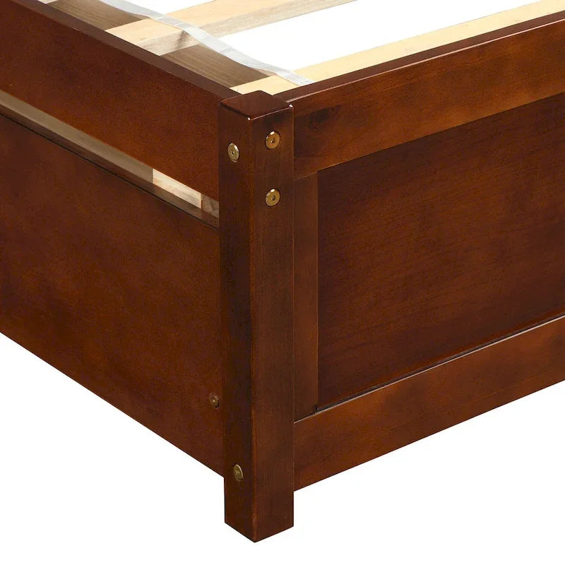 Nestfair Twin Size Wood Platform Bed with Two Drawers and Headboard