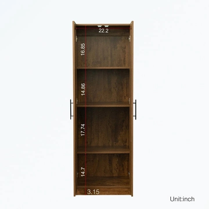 High wardrobe with 2 doors and 3 partitions