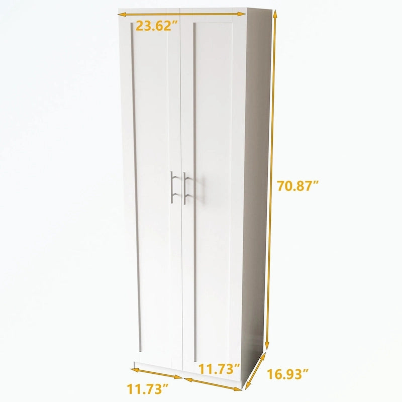High wardrobe with 2 doors and 3 partitions