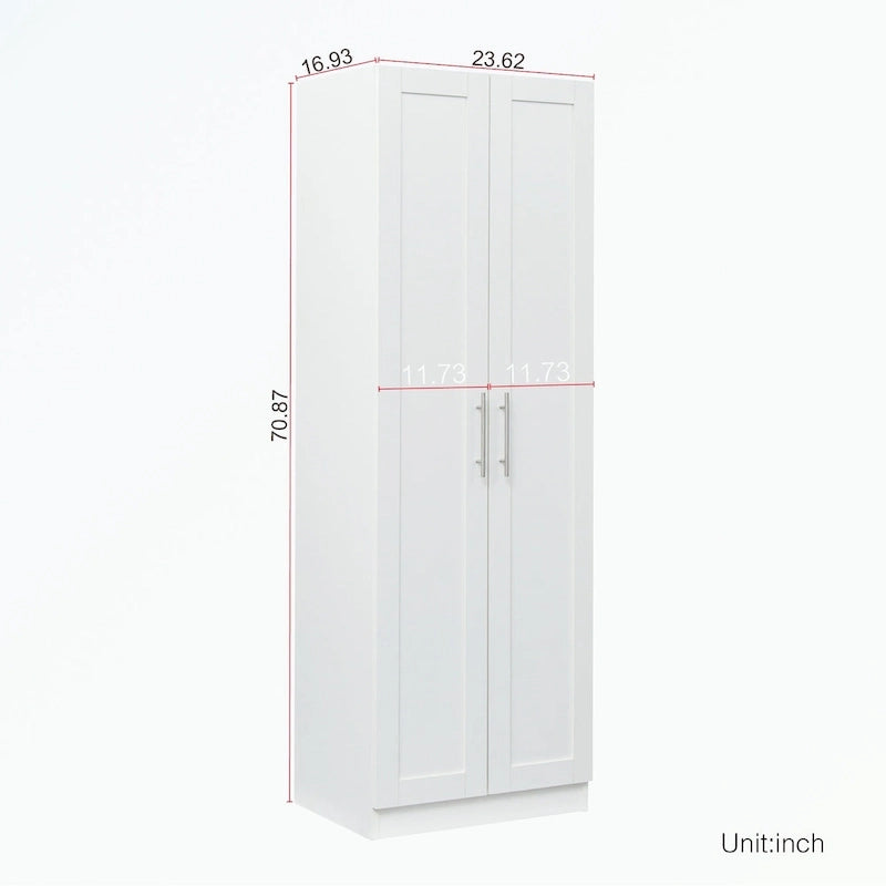 High wardrobe with 2 doors and 3 partitions