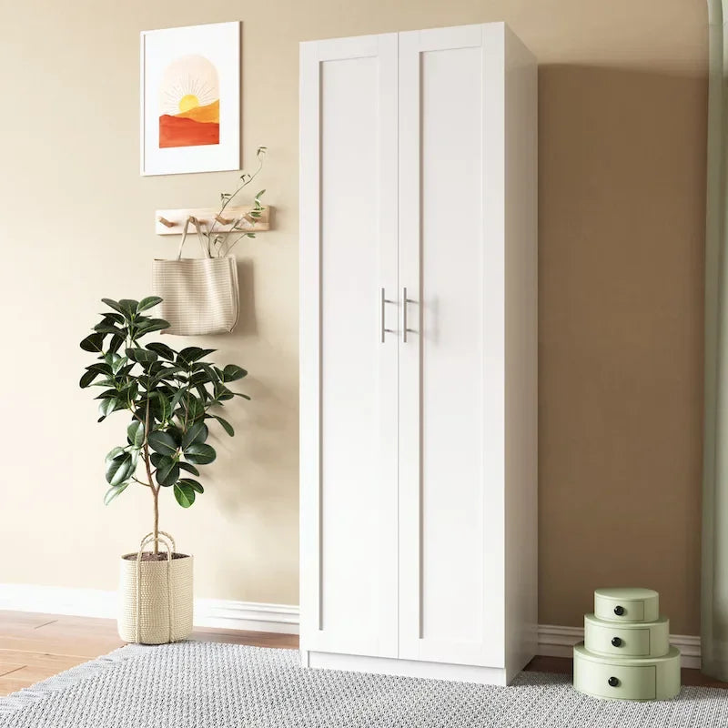 High wardrobe with 2 doors and 3 partitions