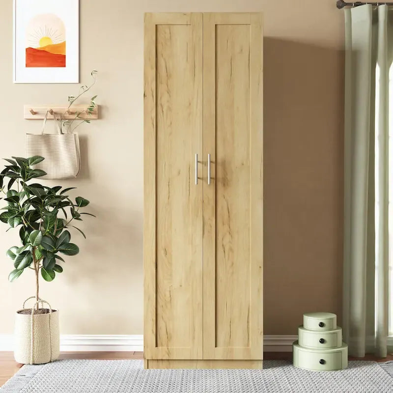 High wardrobe with 2 doors and 3 partitions