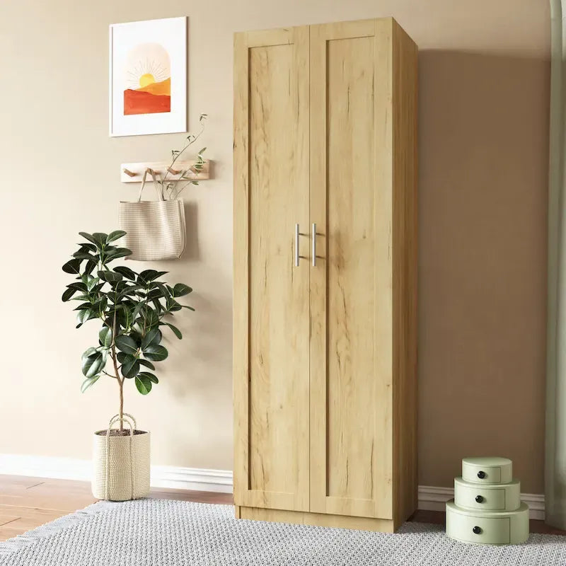 High wardrobe with 2 doors and 3 partitions