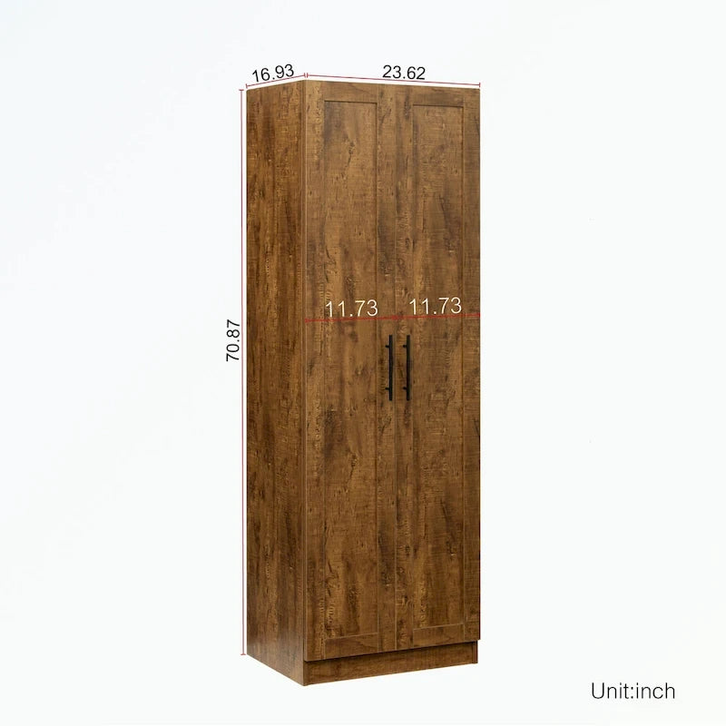 High wardrobe with 2 doors and 3 partitions