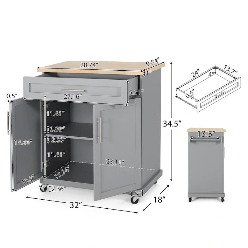 Batavia Indoor Kitchen Cart with Wheels by Christopher Knight Home