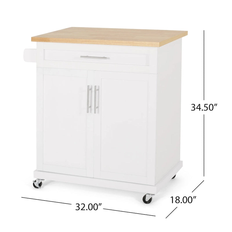 Batavia Indoor Kitchen Cart with Wheels by Christopher Knight Home