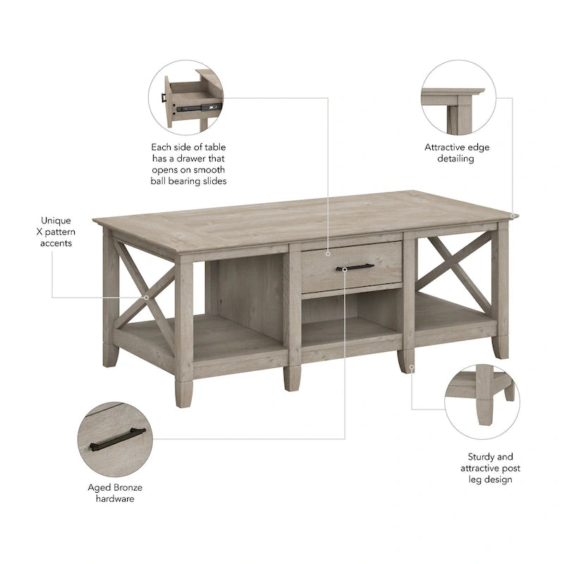 Key West Coffee Table with Storage by Bush Furniture