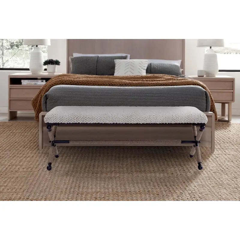 Martingale Ivory Upholstered Boucl Double Bench