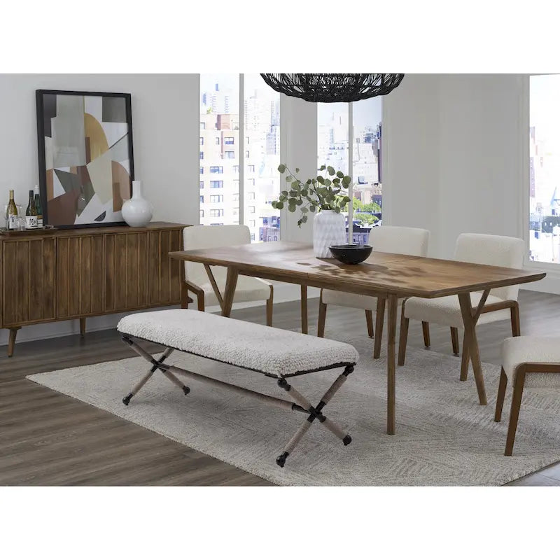 Martingale Ivory Upholstered Boucl Double Bench