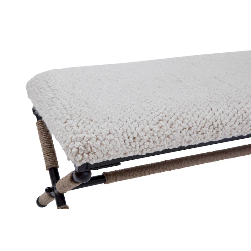 Martingale Ivory Upholstered Boucl Double Bench