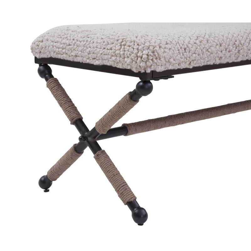 Martingale Ivory Upholstered Boucl Double Bench