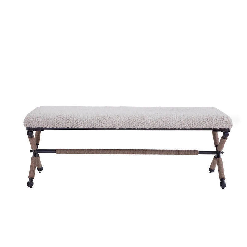 Martingale Ivory Upholstered Boucl Double Bench