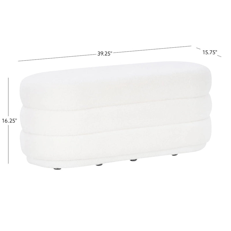 Halley White Oblong Sherpa Ottoman