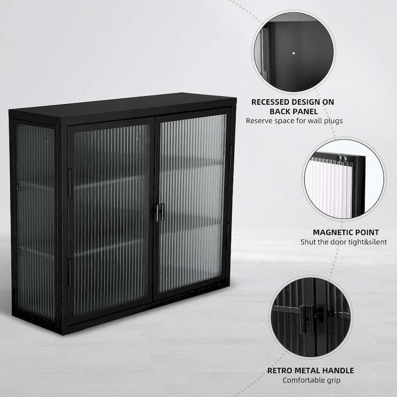 Retro Style Glass Door Wall Cabinet