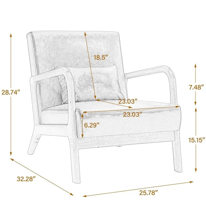 Upholstered Arm Chair with Cution Modern Side Accent Chairs - 25.8W x 28.7H x 32.3D
