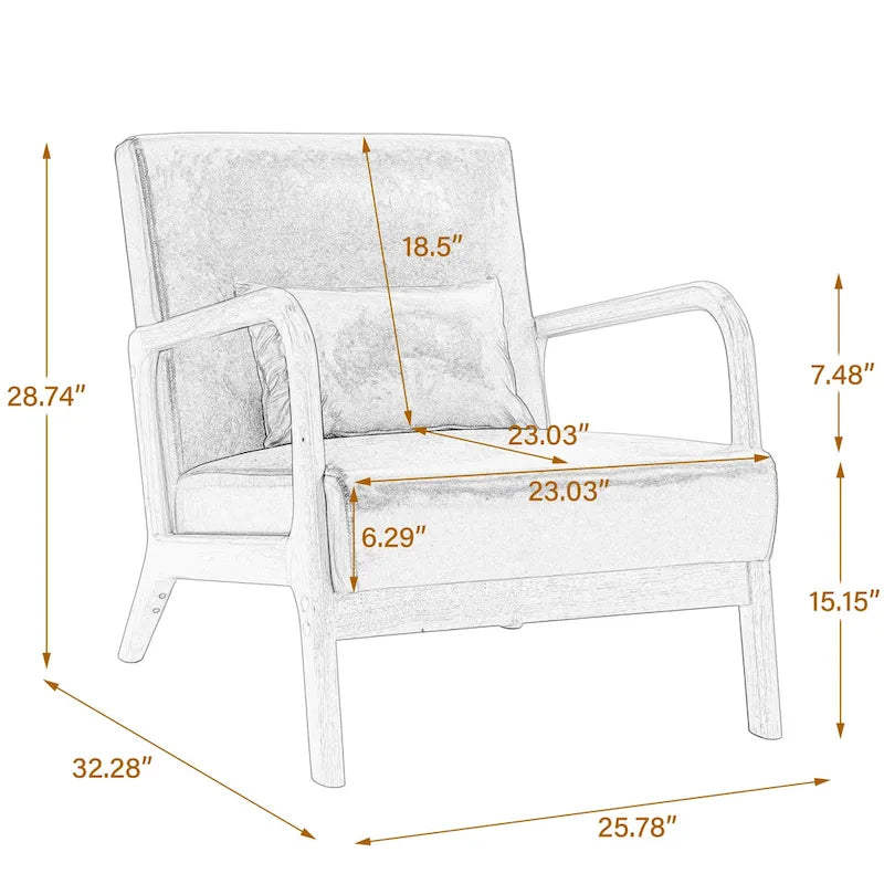 Upholstered Arm Chair with Cution Modern Side Accent Chairs - 25.8W x 28.7H x 32.3D