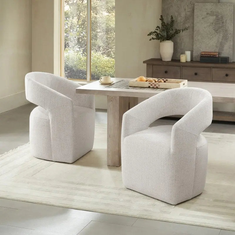 Joey Modern Barrel Dining Chair with Caster Wheels & Open Back Fully Assembled