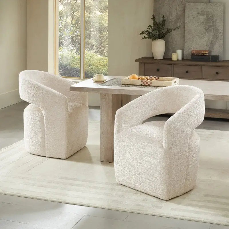 Joey Modern Barrel Dining Chair with Caster Wheels & Open Back Fully Assembled