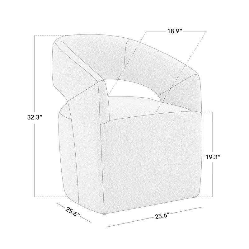 Joey Modern Barrel Dining Chair with Caster Wheels & Open Back Fully Assembled