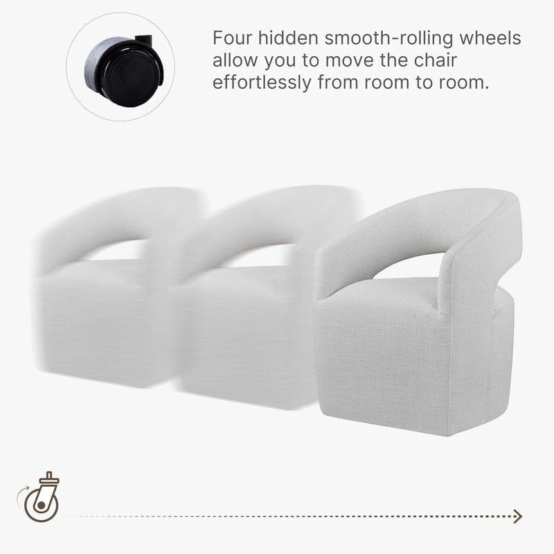 Joey Modern Barrel Dining Chair with Caster Wheels & Open Back Fully Assembled
