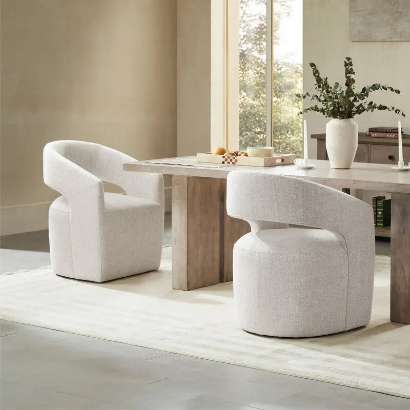 Joey Modern Barrel Dining Chair with Caster Wheels & Open Back Fully Assembled