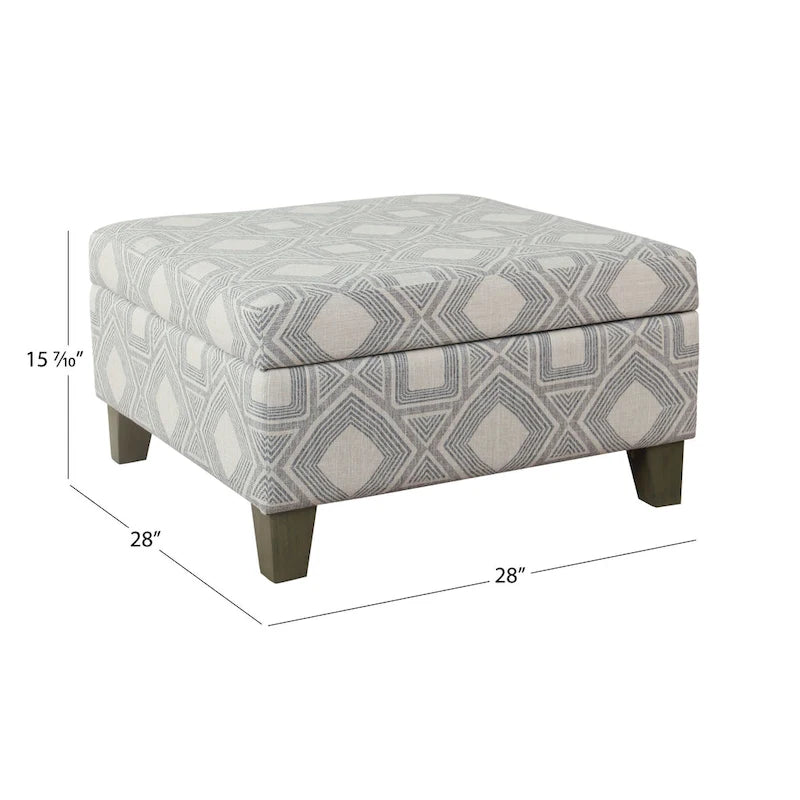 HomePop Luxury 28 Inches Square Storage Ottoman