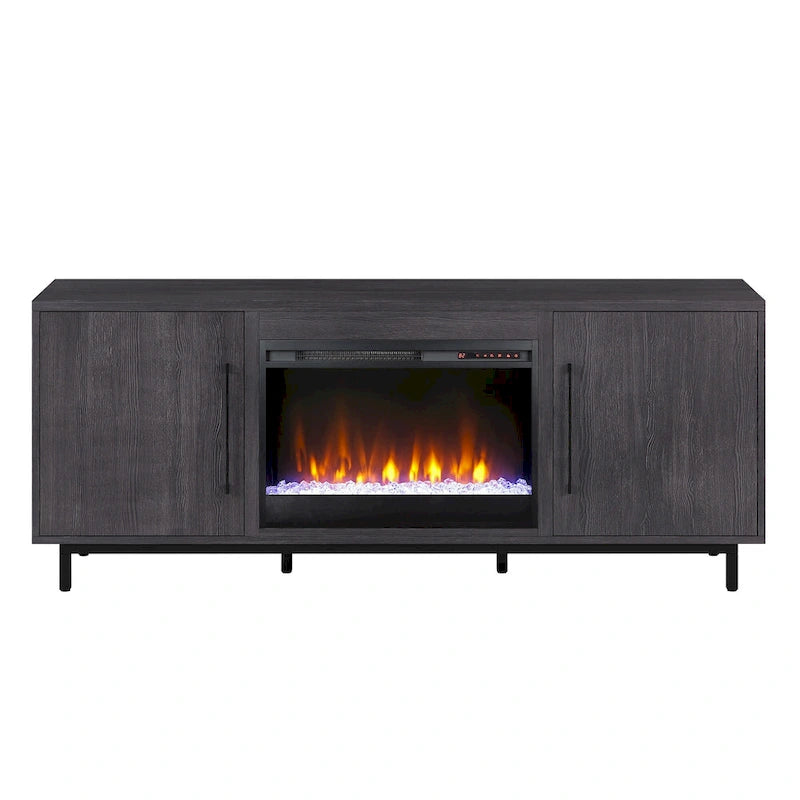 Julian Rectangular TV Stand with Crystal Fireplace for TV's up to 75