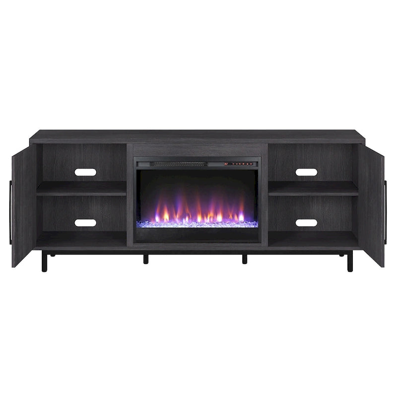 Julian Rectangular TV Stand with Crystal Fireplace for TV's up to 75