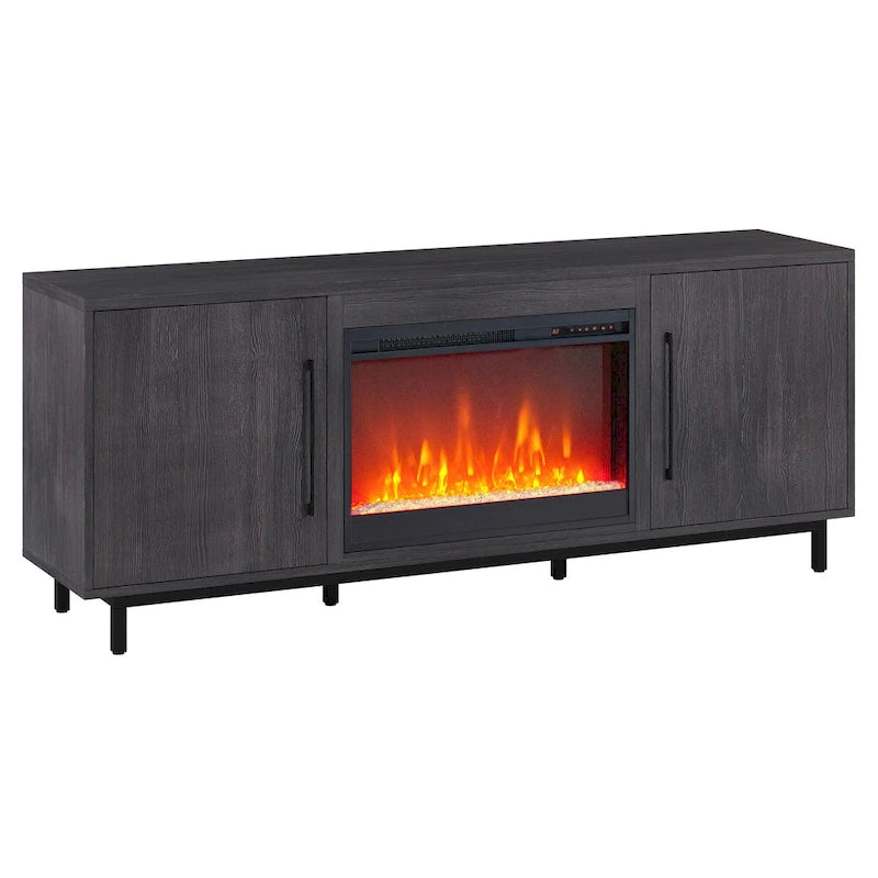 Julian Rectangular TV Stand with Crystal Fireplace for TV's up to 75