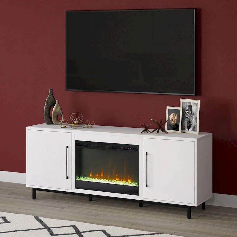 Julian Rectangular TV Stand with Crystal Fireplace for TV's up to 75