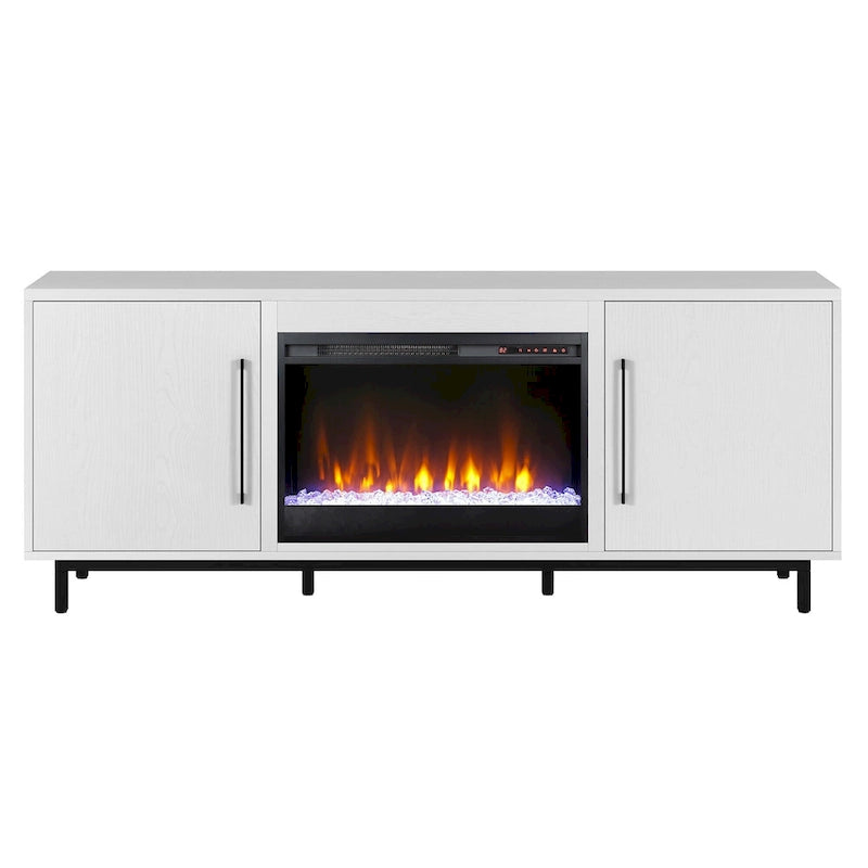 Julian Rectangular TV Stand with Crystal Fireplace for TV's up to 75
