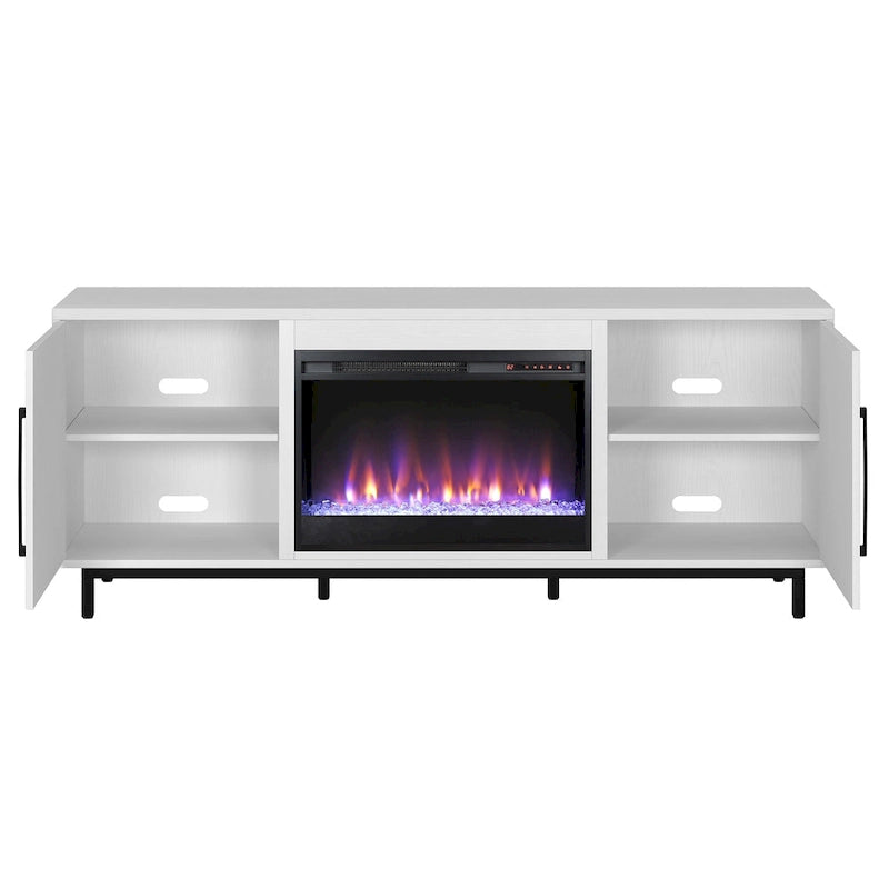 Julian Rectangular TV Stand with Crystal Fireplace for TV's up to 75