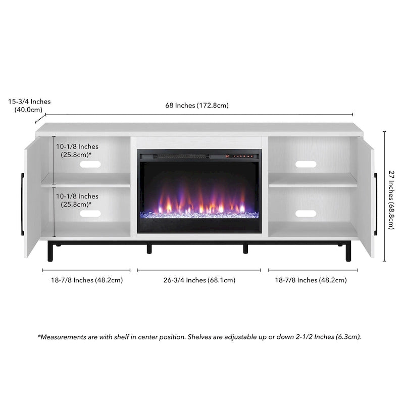 Julian Rectangular TV Stand with Crystal Fireplace for TV's up to 75