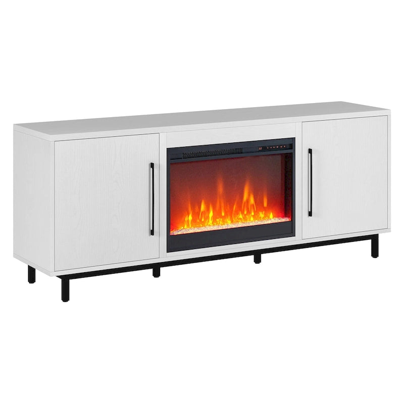 Julian Rectangular TV Stand with Crystal Fireplace for TV's up to 75