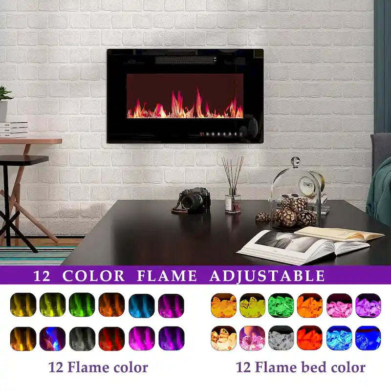 Ambient Electric Fireplace and Durable TV Stand Energy Efficient