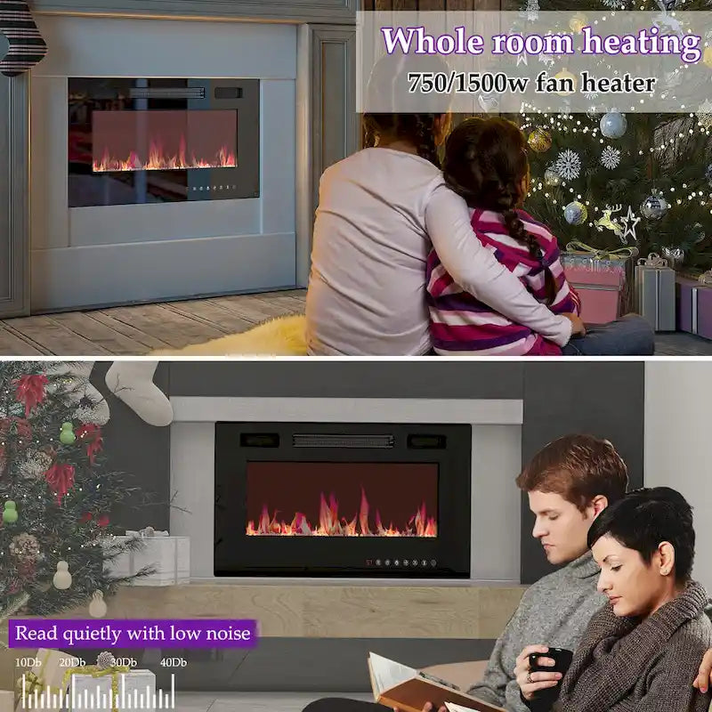 Ambient Electric Fireplace and Durable TV Stand Energy Efficient