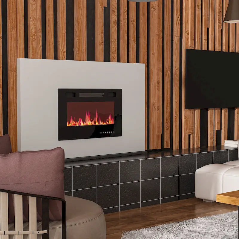 Ambient Electric Fireplace and Durable TV Stand Energy Efficient
