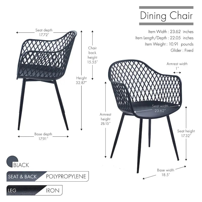 Porthos Home Mitt Hard Plastic Dining Chairs w/ Iron Legs (Set of 2)