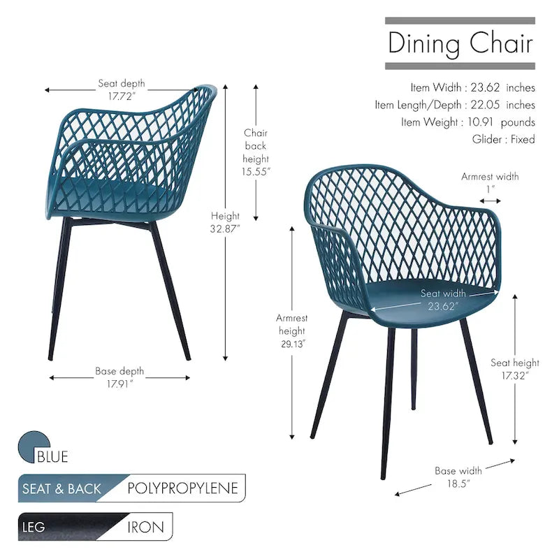 Porthos Home Mitt Hard Plastic Dining Chairs w/ Iron Legs (Set of 2)