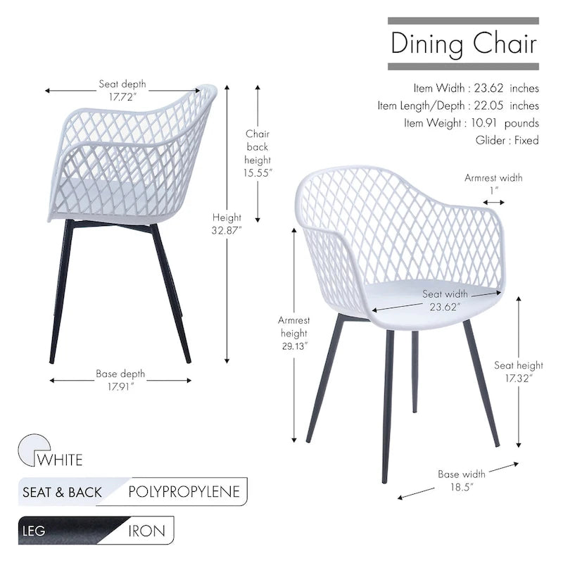 Porthos Home Mitt Hard Plastic Dining Chairs w/ Iron Legs (Set of 2)