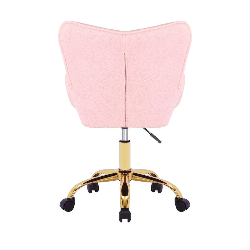 Porthos Home Tyra Swivel Office Chair, Teddy Fabric, Gold Chrome Legs