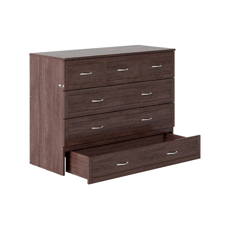 Northfield Full Murphy Bed Chest with Mattress in Burnt Amber