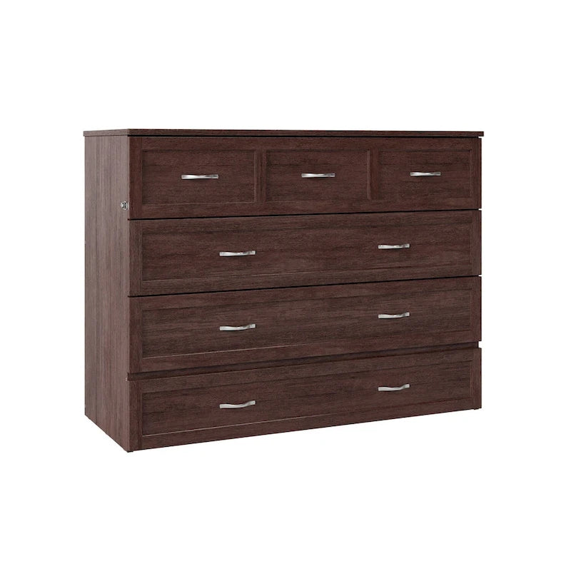Northfield Full Murphy Bed Chest with Mattress in Burnt Amber