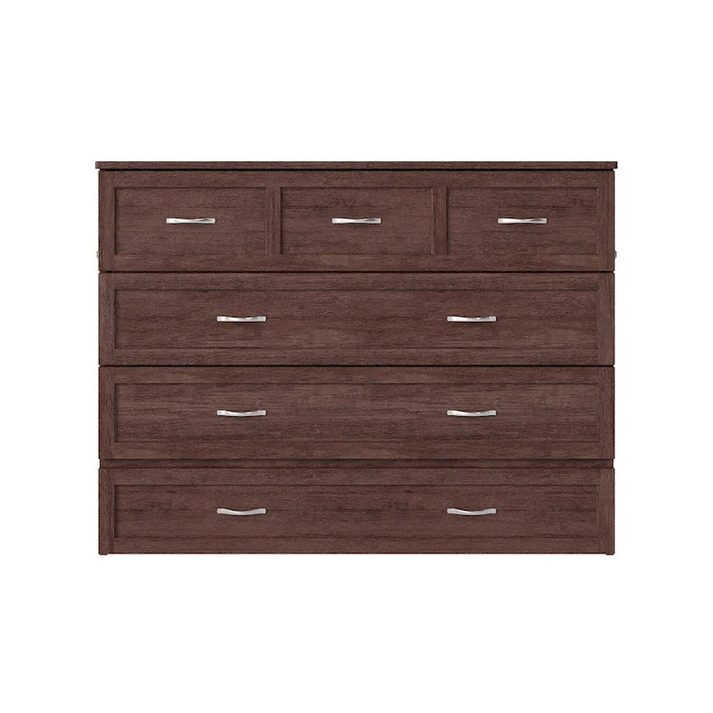 Northfield Full Murphy Bed Chest with Mattress in Burnt Amber