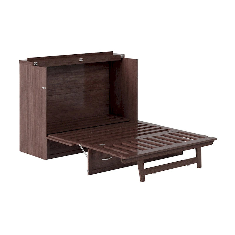 Northfield Full Murphy Bed Chest with Mattress in Burnt Amber