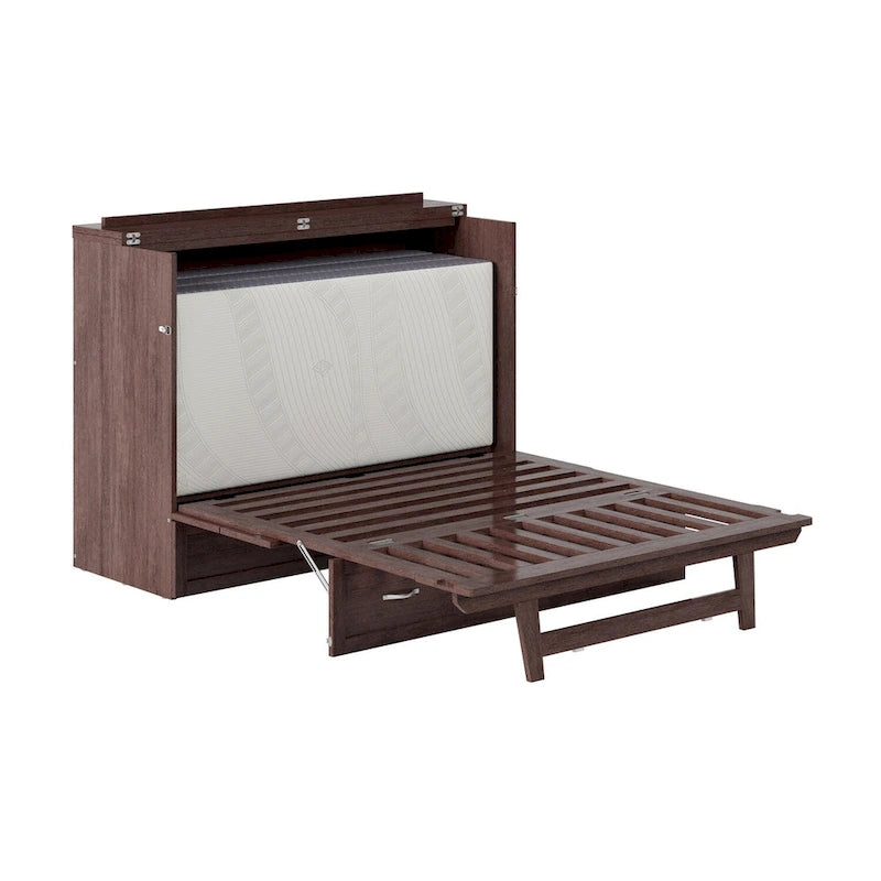 Northfield Full Murphy Bed Chest with Mattress in Burnt Amber