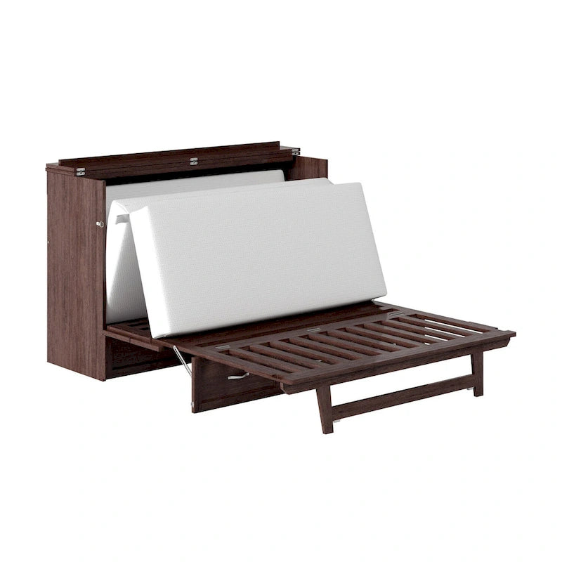 Northfield Full Murphy Bed Chest with Mattress in Burnt Amber