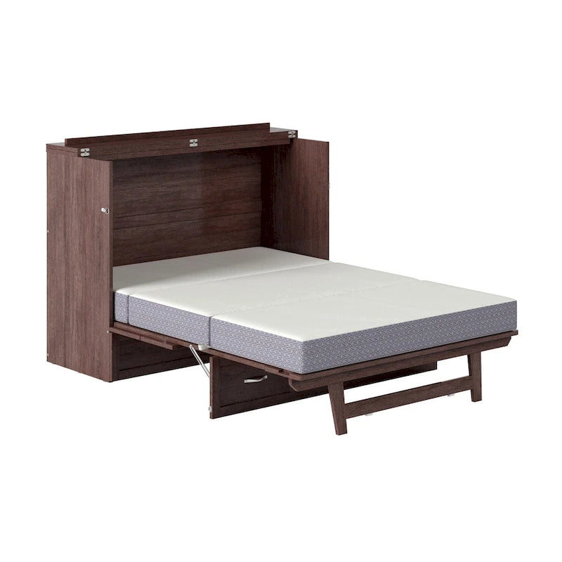Northfield Full Murphy Bed Chest with Mattress in Burnt Amber